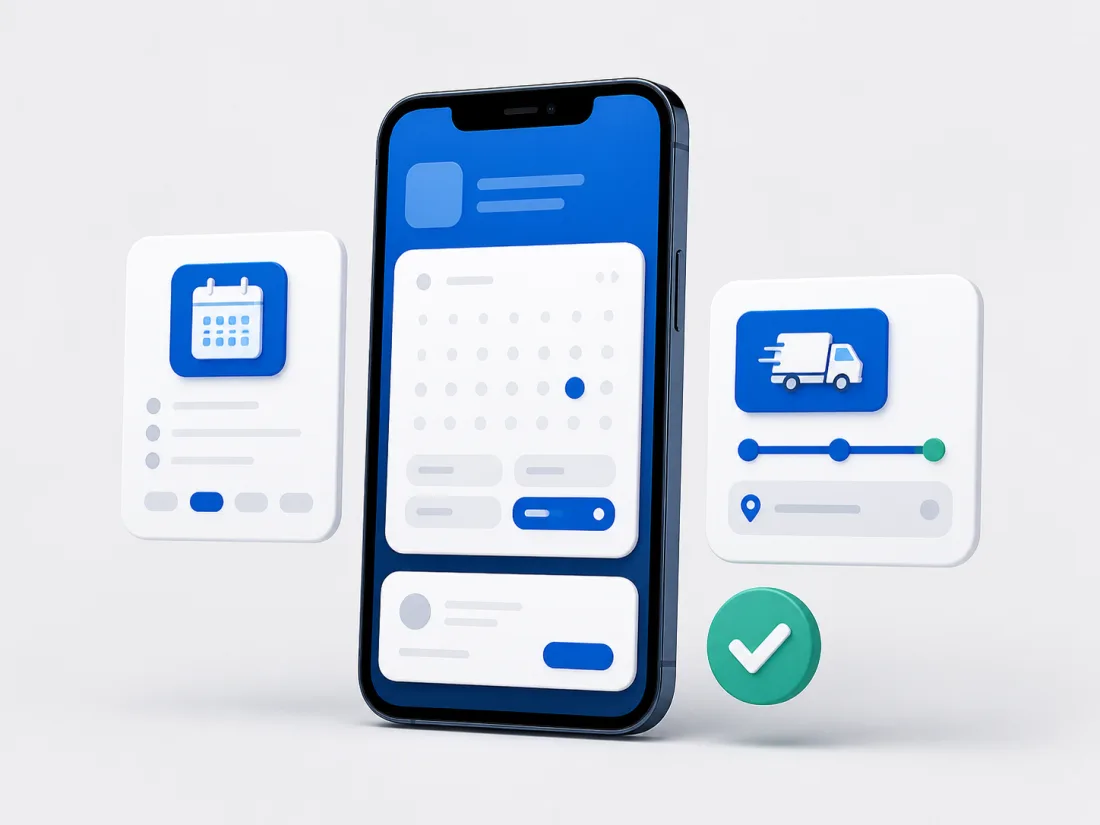 Un telefon mobil cu ecrane pentru programări și livrări